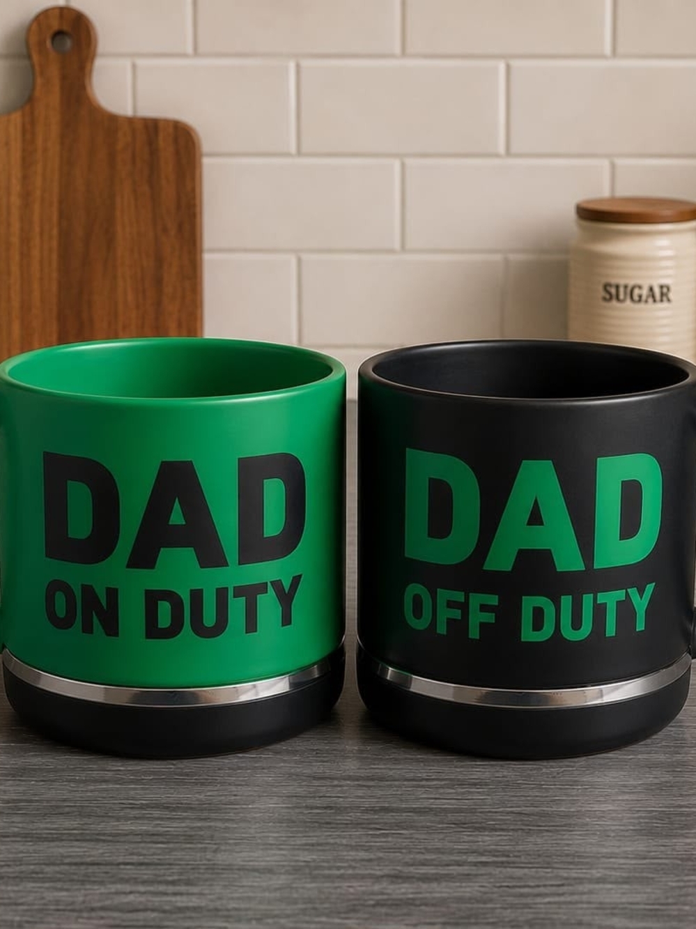 Dad Duty Ceramic Mug Set - Green & Black